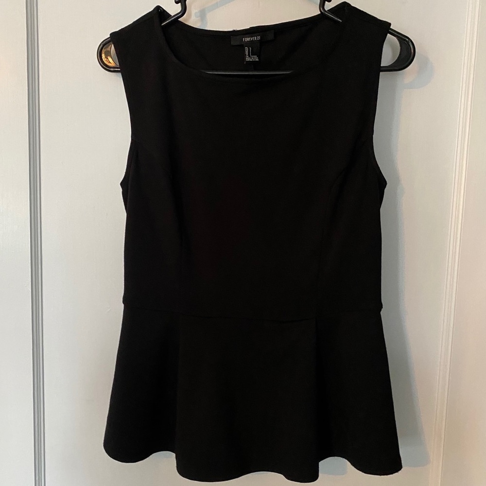 Forever 21 Black Peplum Top, Size L